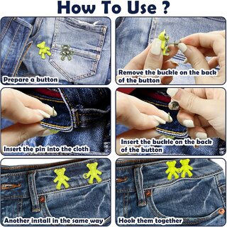 (1 Pairs) Cute Bear Detachable Waist Button for Jeans & Pants view 2