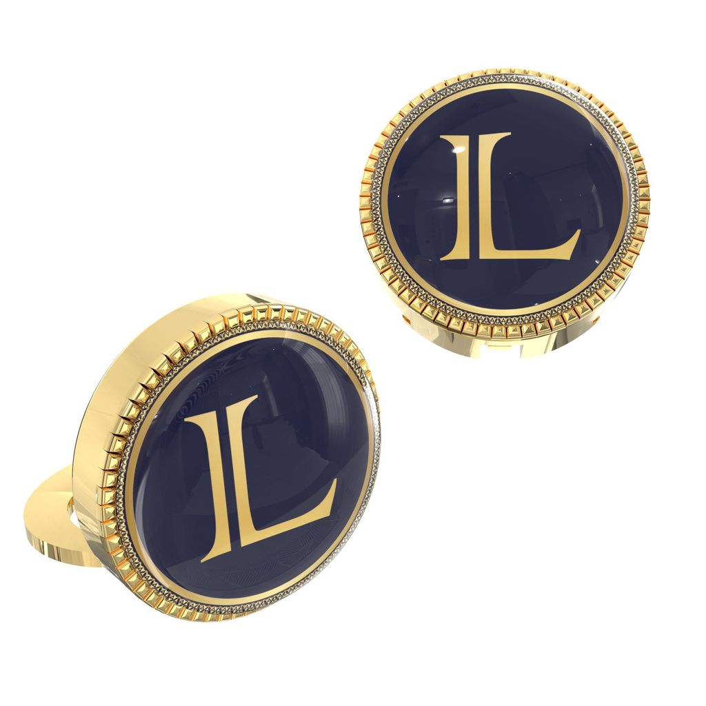 The Smart Buttons - Gold Colour Plated Shirt Button Cover Cufflinks for Men - Personalized Initials - L view 2