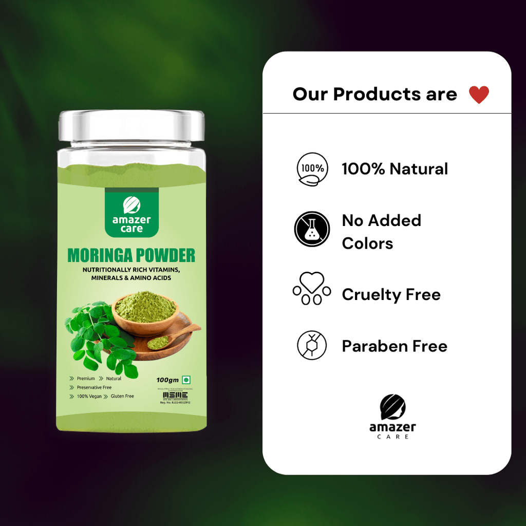AmazerCare Moringa Powder (Moringa Leaf Powder)- Pure & Natural For Eating & Drink, Rich proteins, Minerals, Amino Acids, Antioxidants | Immunity Booster | Weight Loss view 2