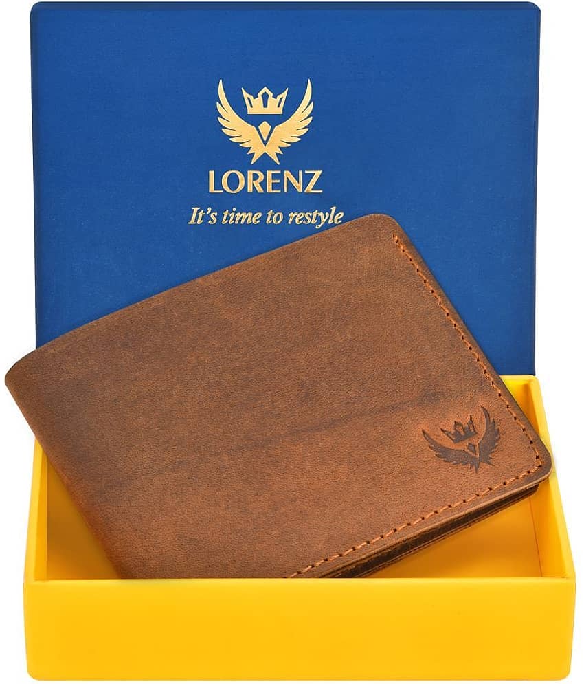 Lorenz Brown 100% Leather Men's RFID Wallet ( Pack of 1 ) view 2