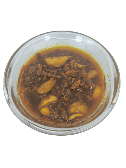 Organic Anand Homemade Garlic Turmeric Pickle 350gm Kachi Haldi and Lahsoon/Lassan/Lahsun Ka Achaar with Neemwood Spoon Flavourful, Delicious, Traditional Taste (Pack of 1) view 2