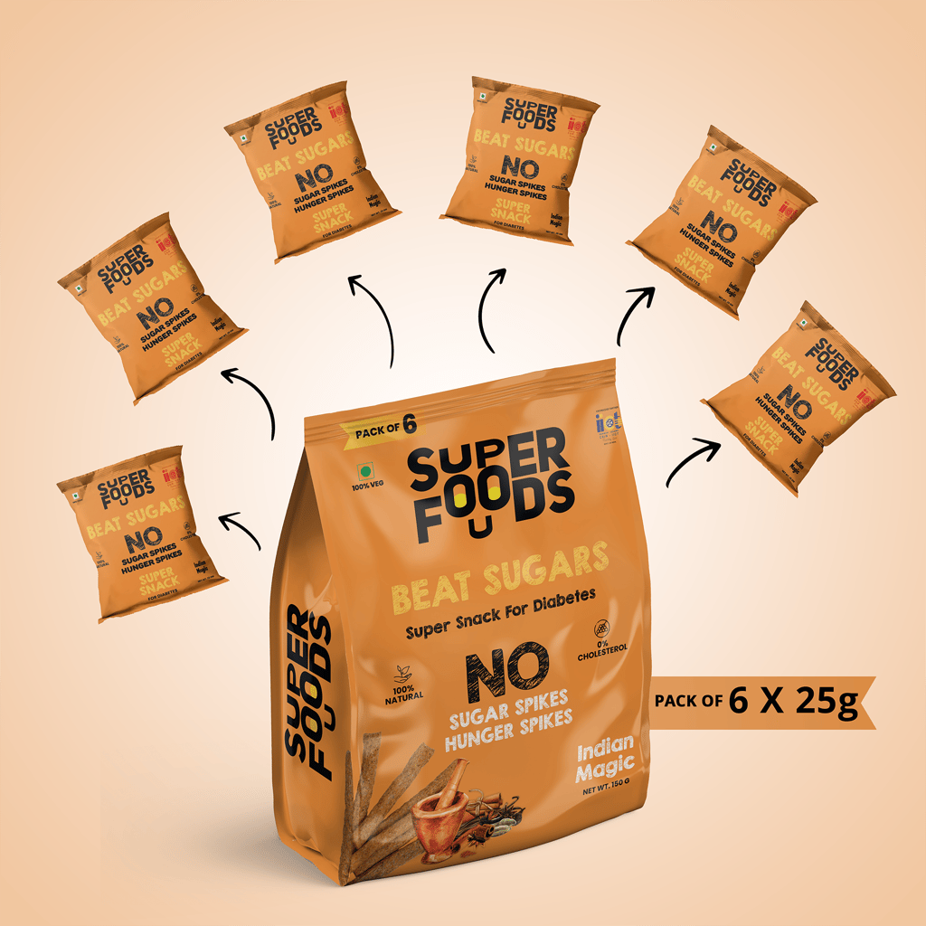 Super Snacks for Diabetics | No Sugar Spikes | Low GI |100% Natural | 0% Sugar | Protein Rich | Fiber Rich | Indian Magic| Pack Of 6 x 25g view 2