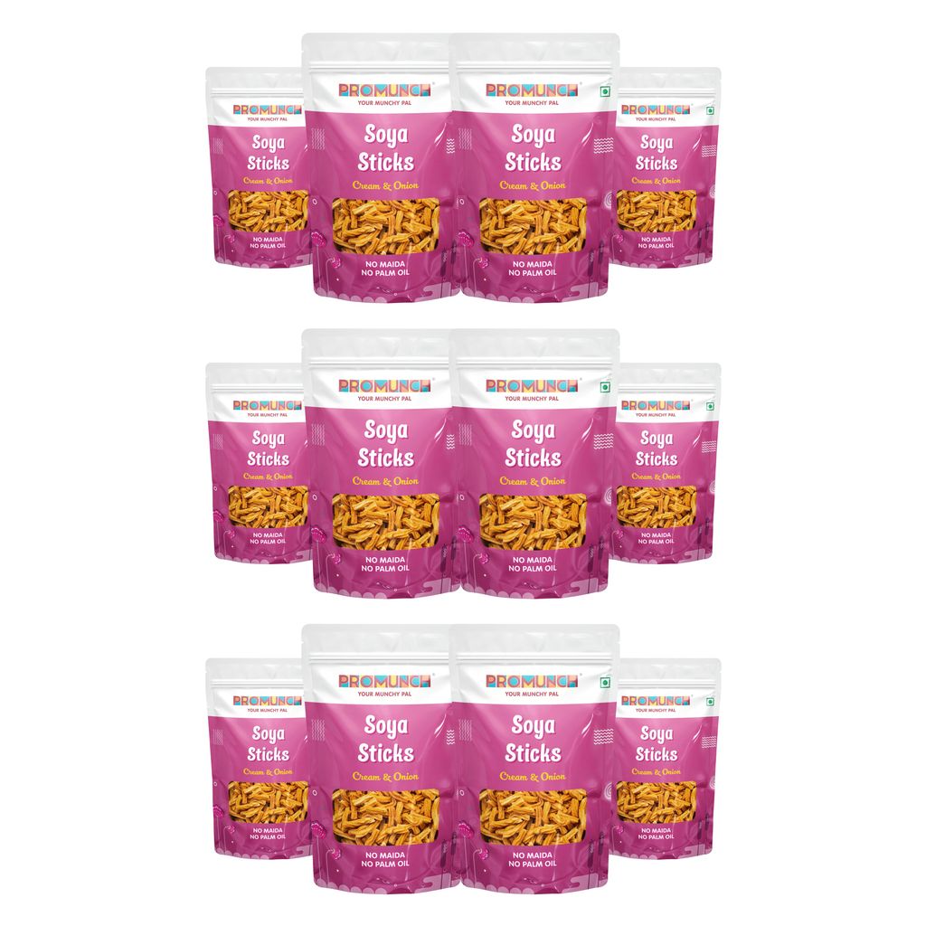 PROMUNCH Soya Sticks - Cream & Onion (Pack of 12; 30g Each)