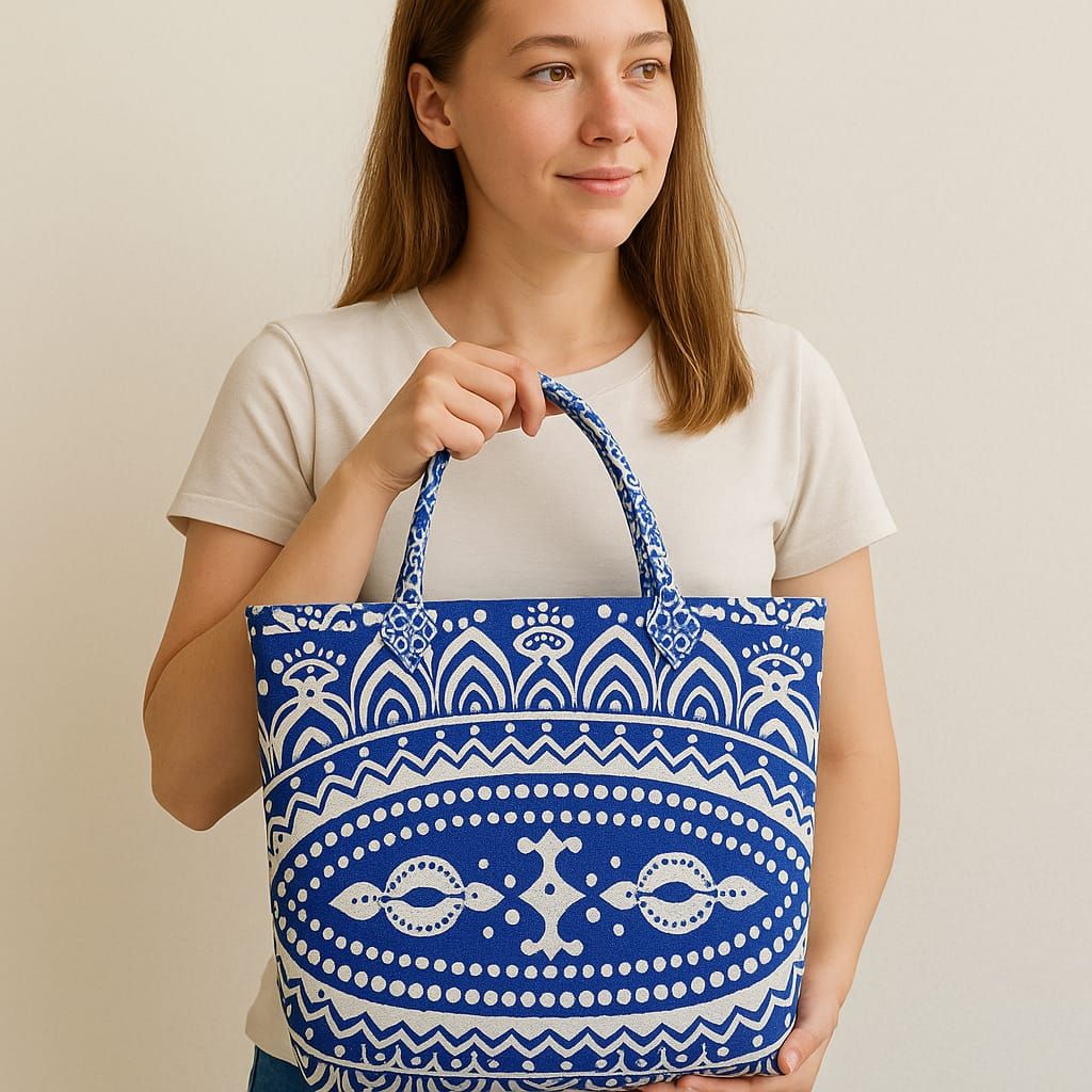 Bohemian Blue Mandala Tote Bag - Stylish & Spacious view 2