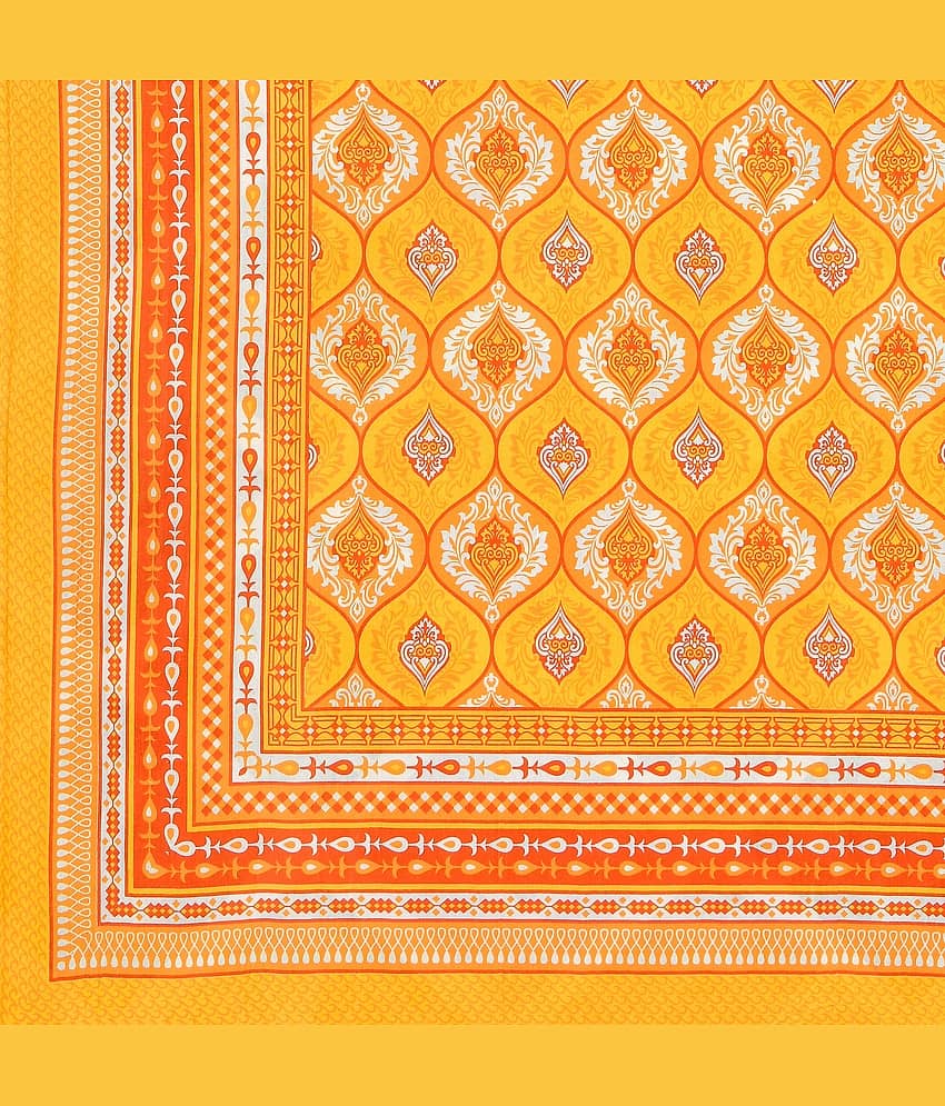 ABHACLOTHO Orange Cotton 1 Single Bedsheet with 1 Pillow Cover ( 215 cm x 150 cm ) view 2