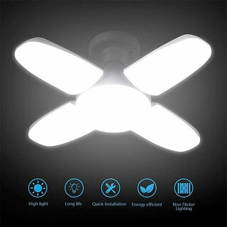 (Combo of 2) Sarvatr 28W Foldable Fan Blade LED Bulb B22 Holder & Black Apple 8 Socket Extension Board with 3M Cable view 2