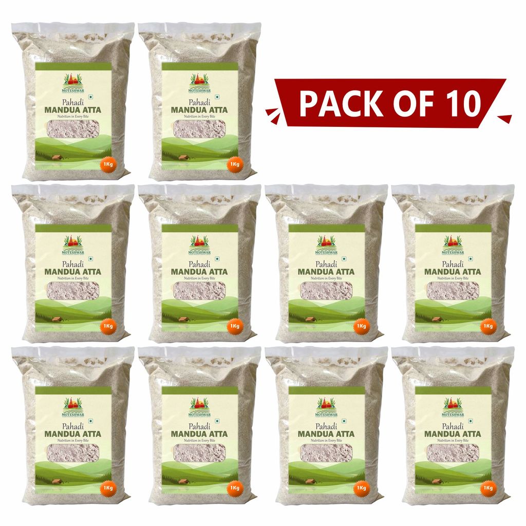 Pahadi Mandua Atta 1 kg Pack of 10 by Moteshwar Farmer Producer Company Limited