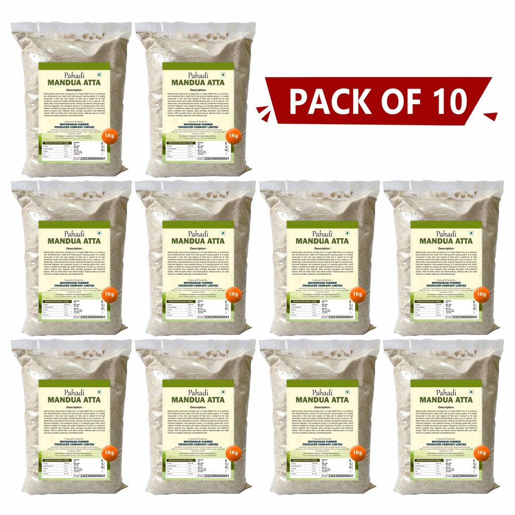 Pahadi Mandua Atta 1 kg Pack of 10 by Moteshwar Farmer Producer Company Limited view 2