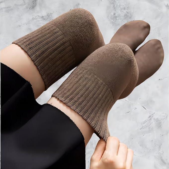 Wool Warm Thigh High Socks Extra Long Cotton Knitted Warm Thick Thermal Woolen for Women Winter Wear Knee Length Leg Warmers Tall Long Boot Cuffs Cap Stocking Girls Stripe Warmer (1 Pair) view 2
