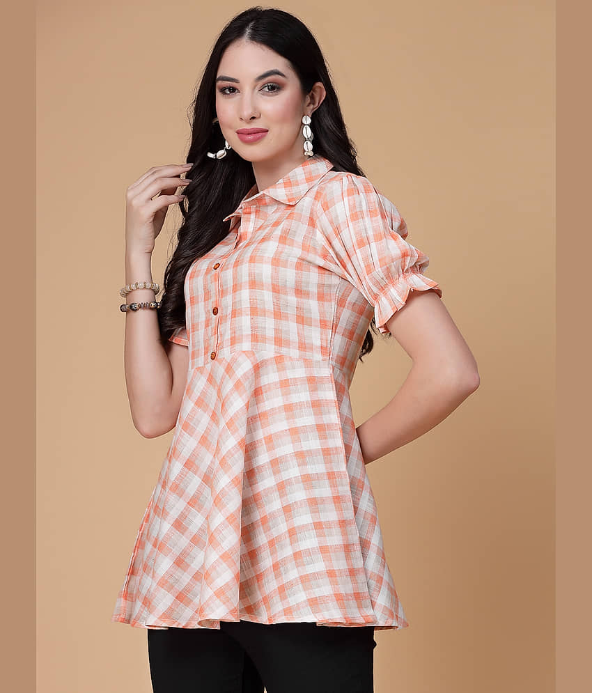 GOD BLESS - Orange Rayon Women's Peplum Top ( Pack of 1 ) view 2