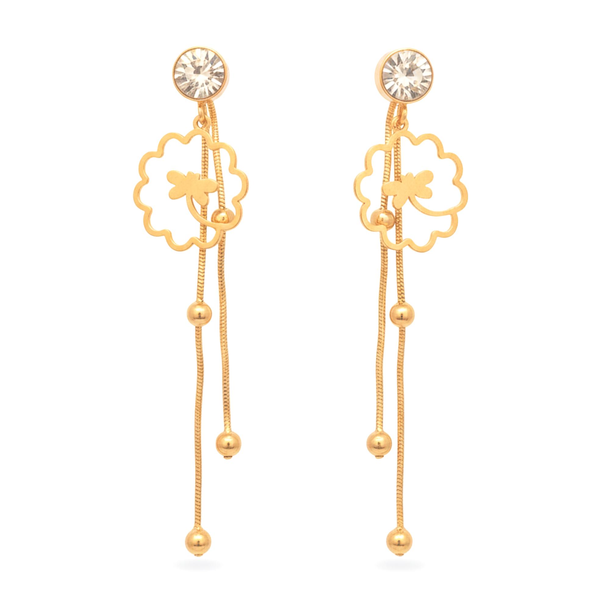 KAYYA21 Gold-Plated Dangle Earrings for Women Anti-Tarnish & Lightweight