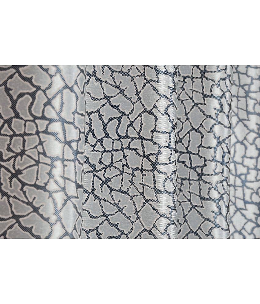 Homefab India Abstract Blackout Eyelet Long Door Curtain 9ft (Pack of 2) - Light Grey view 2