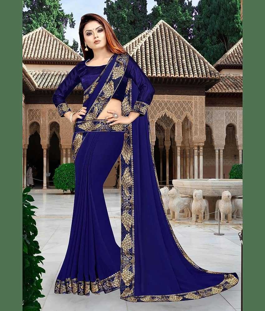 WXW Fashion Lycra Embroidered Regular Saree With Unstitched Blouse Piece ( Brown ) view 2