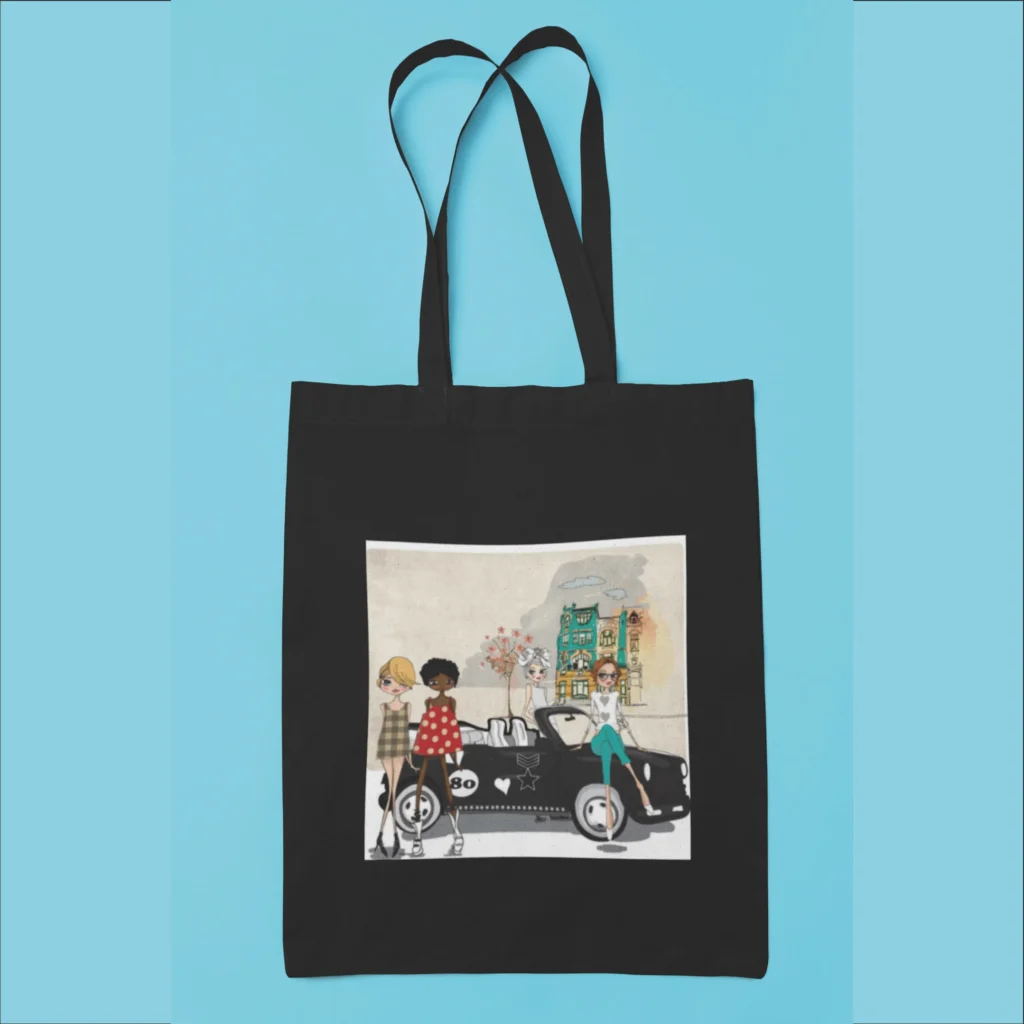 Stylish Illustrated Tote Bag view 2