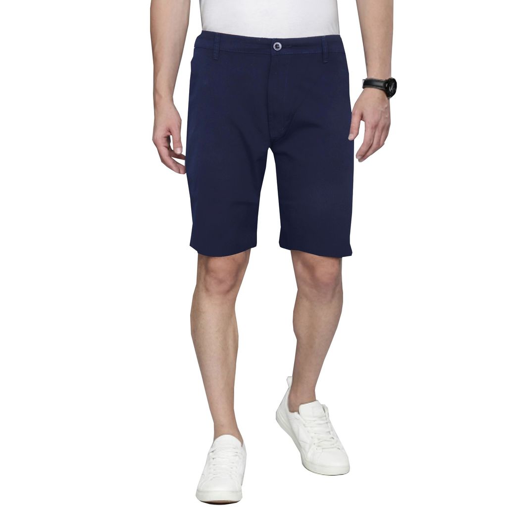 Cotton Blue Solid Shorts