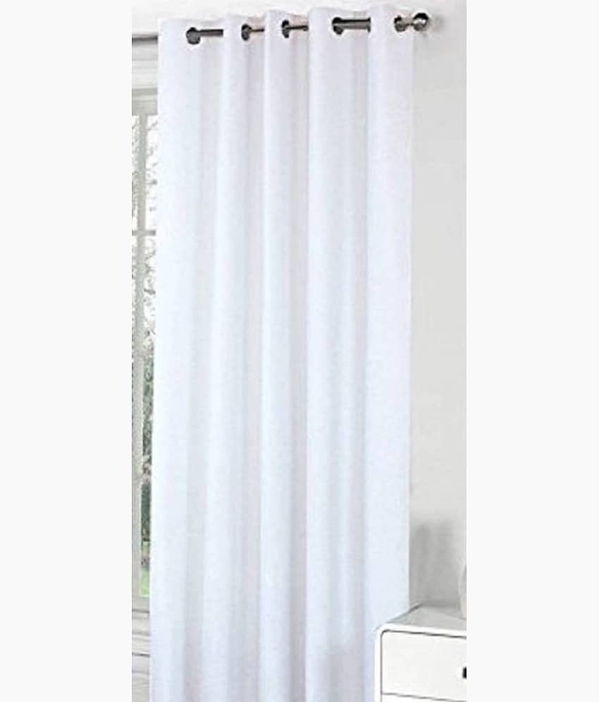 N2C Home Solid Semi-Transparent Eyelet Curtain 9 ft ( Pack of 2 ) - White view 2
