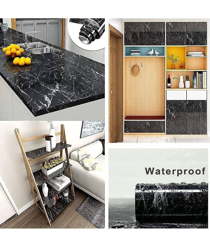 Black Marble Wallpaper For Kitchen Waterproof, Oil Proof (60cm x 200cm) (Pack of 1) view 2