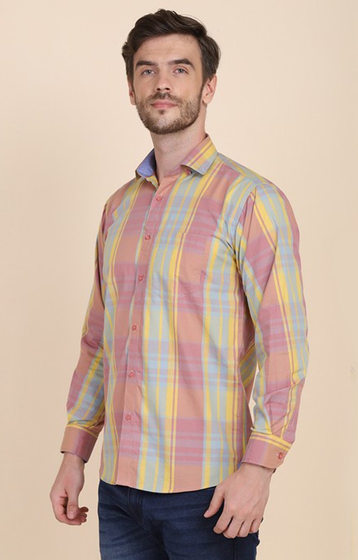 Tahvo Men Pink Check Shirt view 2