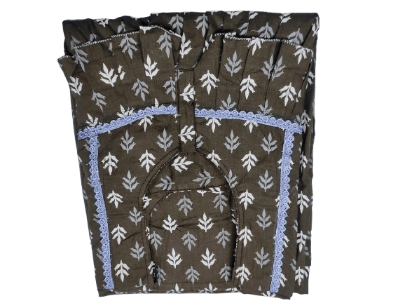 Women's Cotton Printed Palazzo Pants with Elastic Waist - Brown view 2