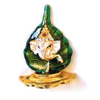 Shree Ganeshji Idol In Paan American Diamond Fited 24k Gold Plated view 2