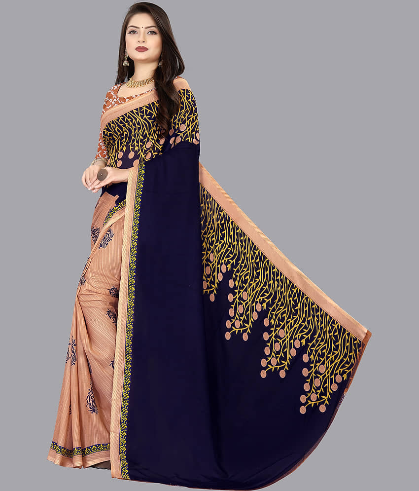 ANAND SAREES Georgette Printed Saree With Unstitched Blouse Piece ( Peach ) view 2