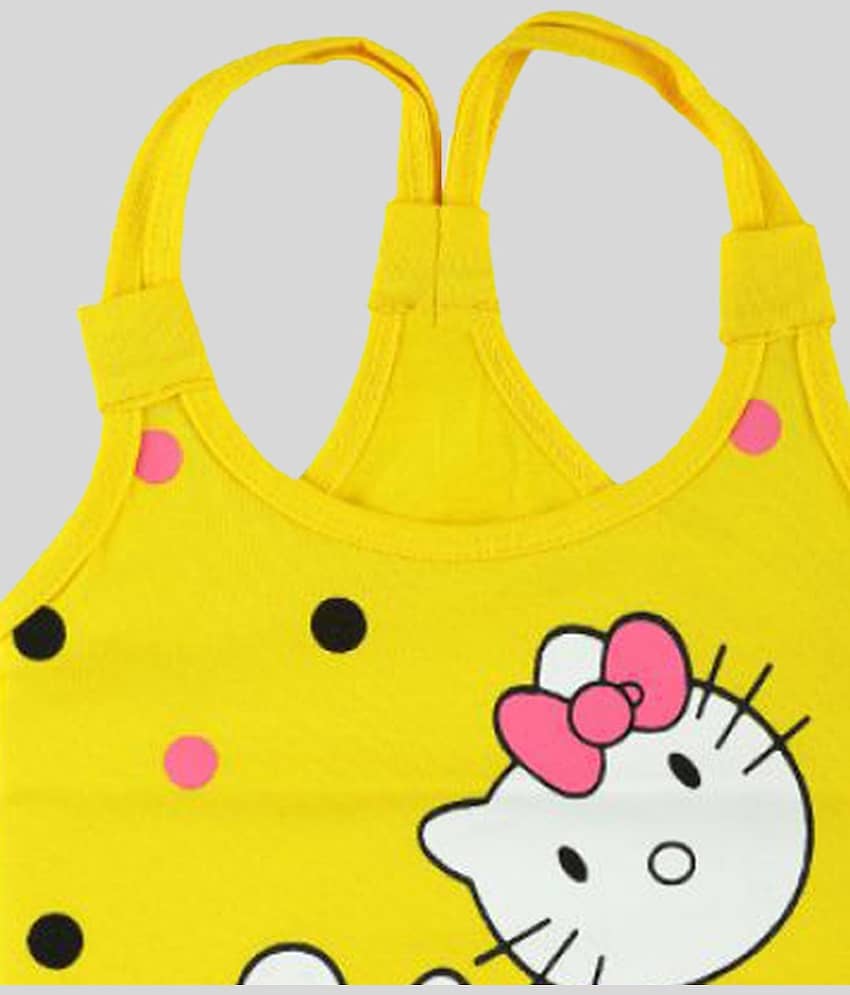 CATCUB - Yellow Cotton Girls Top With Shorts ( Pack of 1 ) view 2