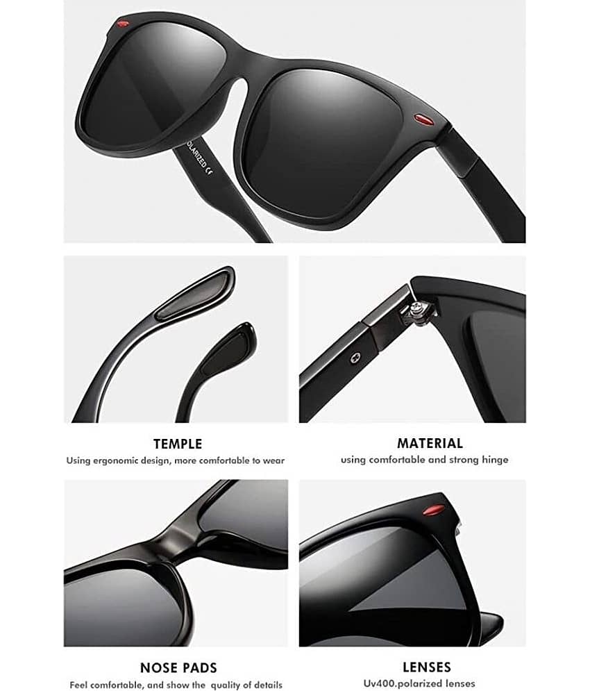 Lootnixx Black Square Sunglasses ( Pack of 1 ) view 2