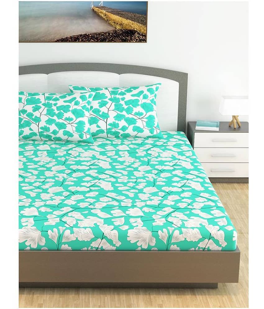 DIVINE CASA Cotton Double Bedsheet ( Green ) view 2