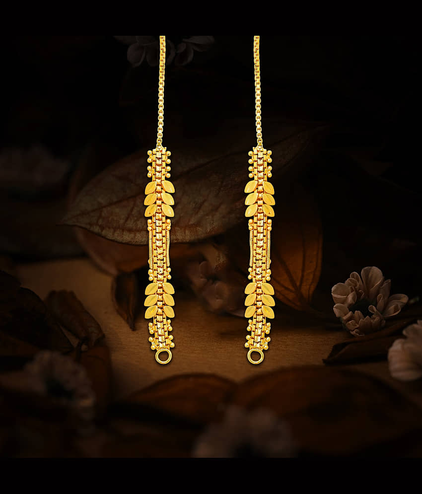Drashti Collection Golden Ear Chain Earrings ( Pack of 1 ) view 2