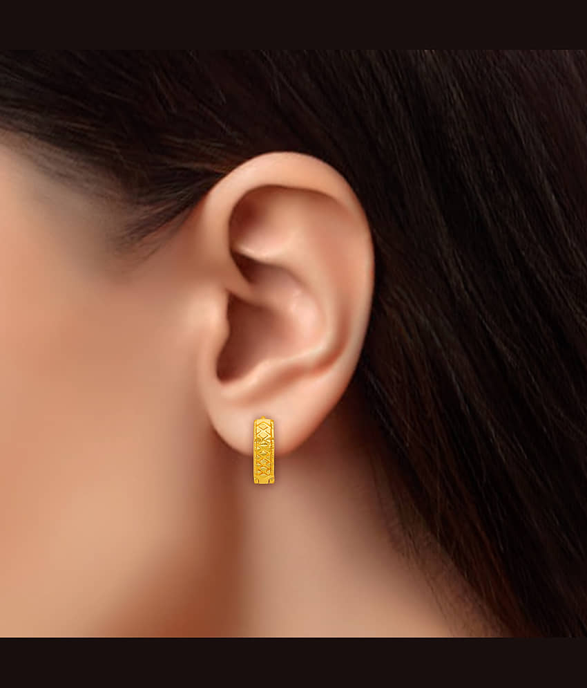 LUV FASHION Golden Jhumki Earrings ( Pack of 1 ) view 2