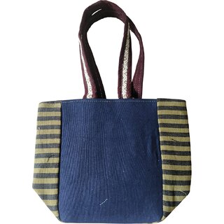 Handcrafted Hemp Tote Bag with Pink Ethnic Motif view 2
