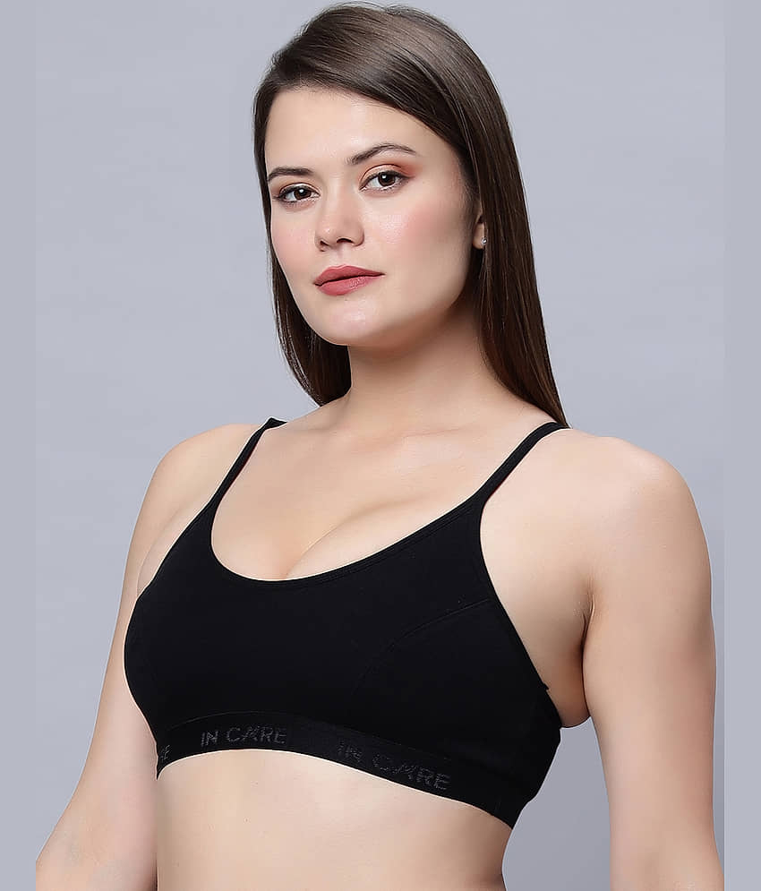IN CARE LINGERIE Cotton Non Padded Women's T-Shirt Bra ( Black ) SPORTS-01_BLACK_40B view 2