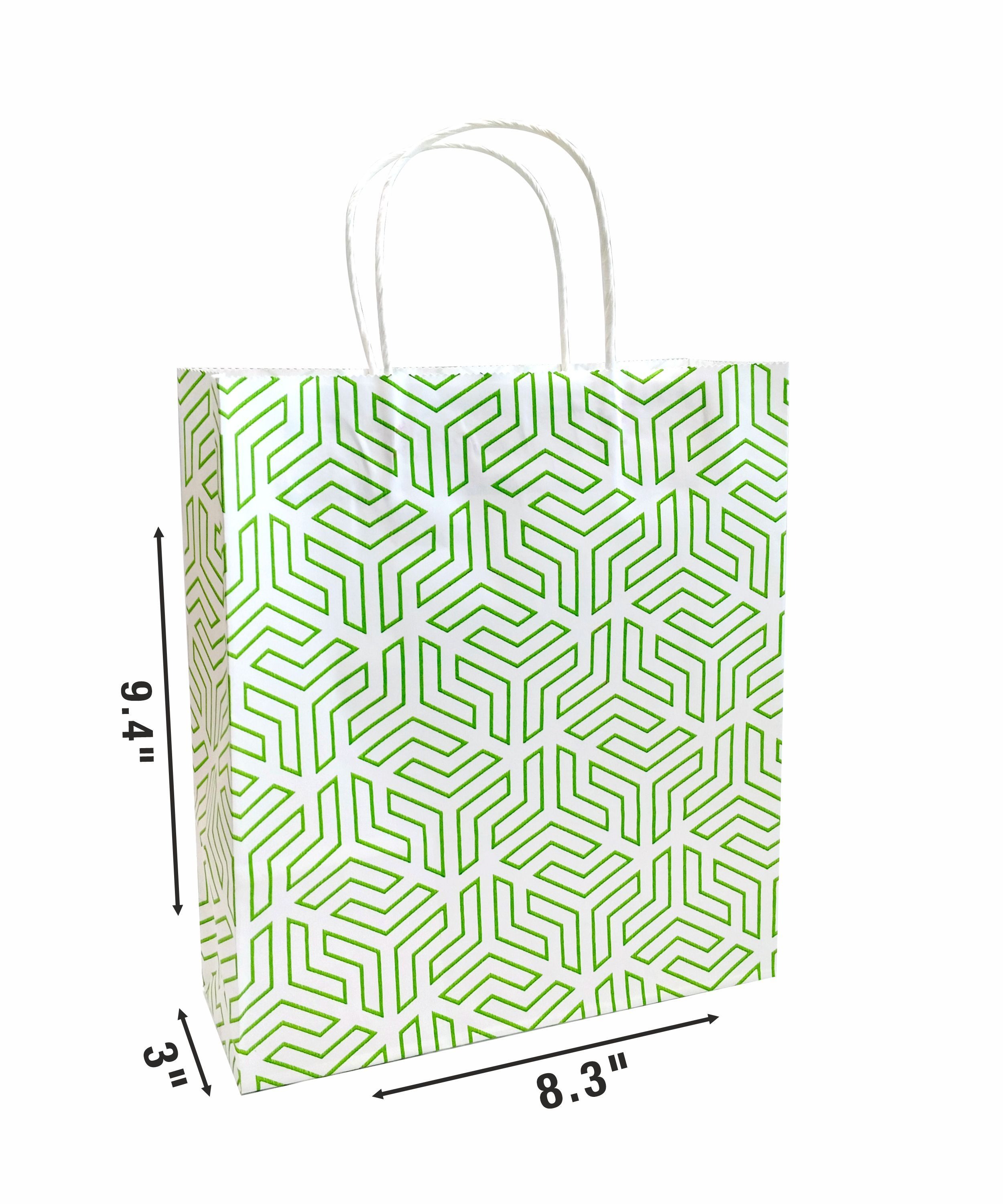 90 GSM Fluorescent Single Color Printed Small Paper Gift Bags, Ideal For Birthday Return Gifts & Gifting On Special Occasions (Green, Size: 9.4 x 8.3 x 3 Inch) - 50 view 2