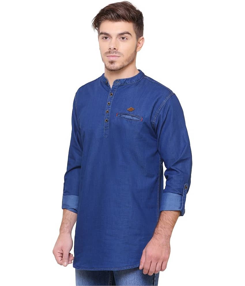 Kuons Avenue - Blue Cotton Men's Shirt Style Kurta ( Pack of 1 ) view 2