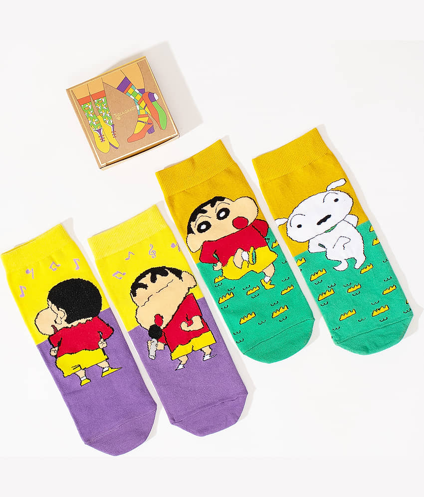 Thela Gaadi Cotton Men's Printed Multicolor Ankle Length Socks ( Pack of 2 )