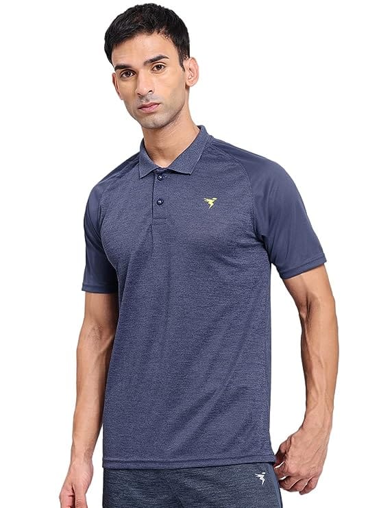 TECHNOSPORT Men's Solid Slim Fit T-Shirt Spruce Navy view 2