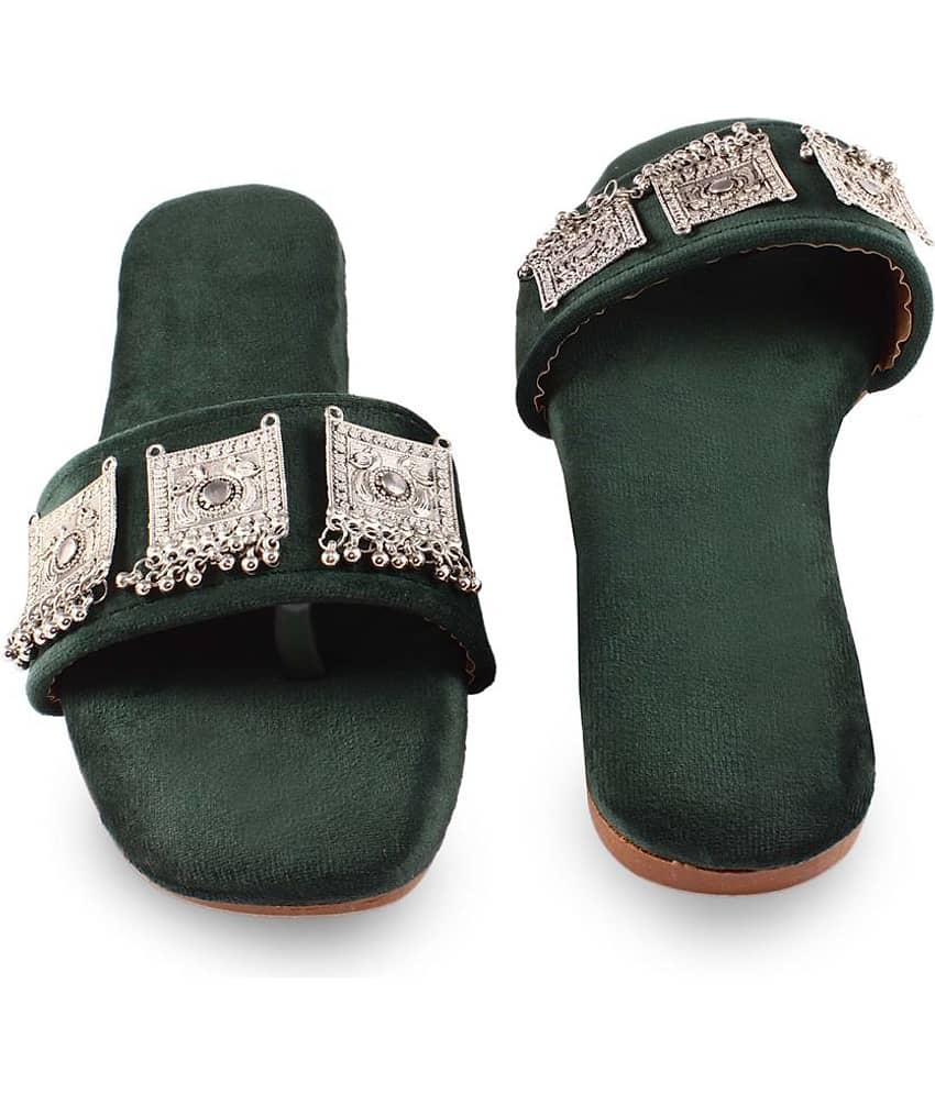Apratim - Green Women's Flats view 2