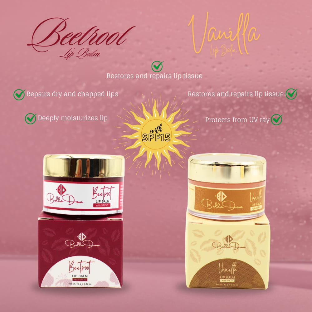 Belledew Combo of Beetroot Vanilla Tinted Lip Balm with SPF15, Dark Lips, Chapped Lips, Soothes cracked and sore lips view 2