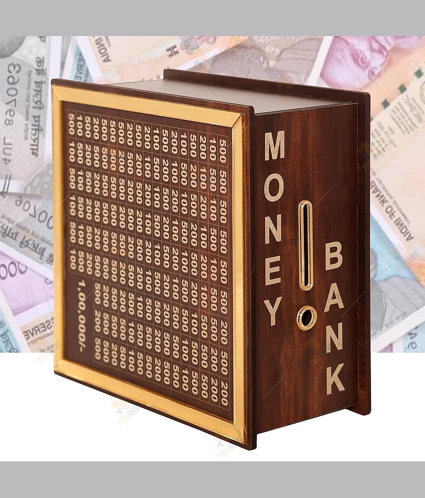 SKYVILLA Wood Brown Piggy Bank ( Pack of 1 ) view 2