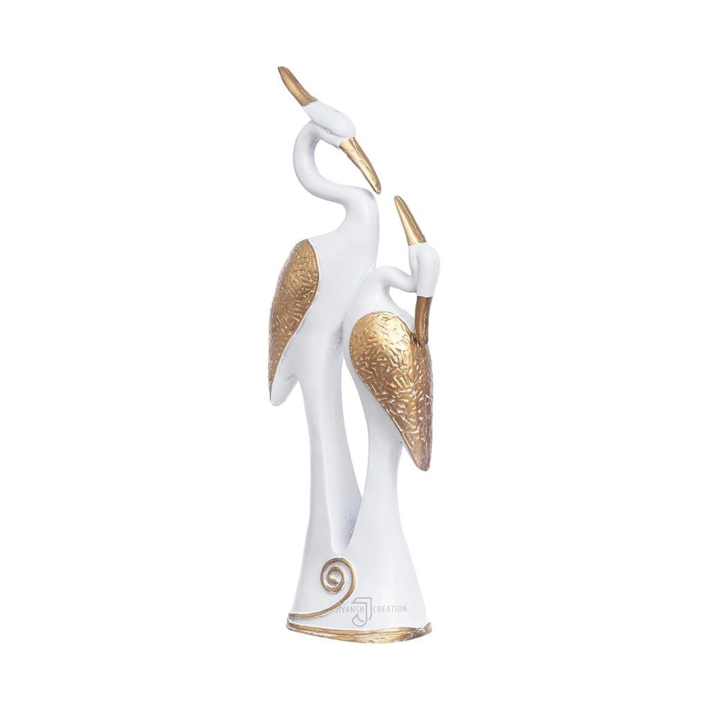 Srijan Enterprises - White Swan Pair, Kissing Swan Duck Couple Statue - Decorative Item for Home Decor Living Room Bedroom | Handicraft Animal Figurine Antique Gift Item view 2