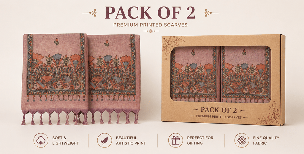 [Pack of 2] Hand-Painted Handloom Stole