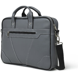 MATRICE laptop cum messenger bag with Grey faux vegan leather(NE-S-0801-Grey) view 2