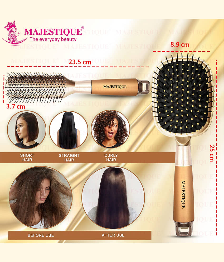 Majestique Detangling Paddle Brush, Refresh and Extend for All Hair Types - 4 Pcs Multicolor view 2
