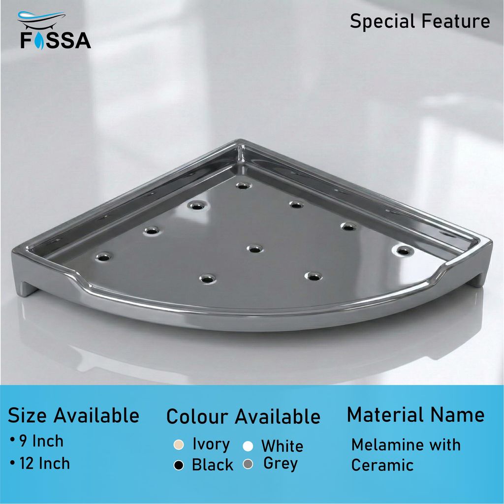 Ivory Corner Wall Shelf 12 inch Unbreakable Abs Ceramic Finish (RM-134) view 2