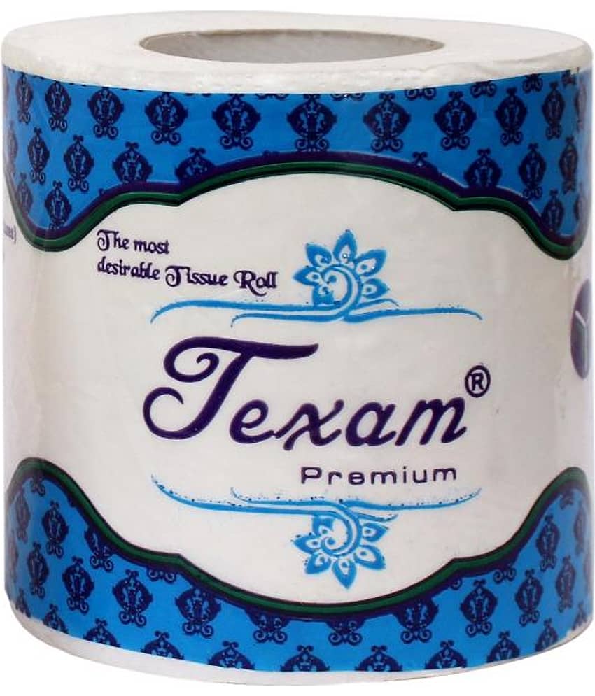 Texam 2 Ply Soft And Highly Absorbent Toilet Tissue Paper | 100% Natural Virgin Cellulose Fiber - Pack of 1 (350 Pulls Per Roll)
