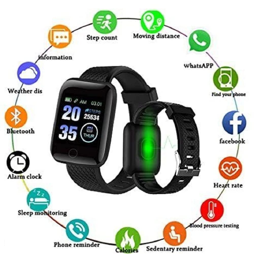 ID-116 Smart watch for Men's Womens Boys Girls, Bluetooth Smart Fitness Band Watch with Heart Rate, Step & Sports Activity Tracker view 2