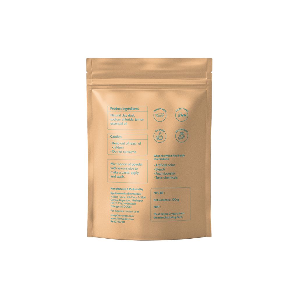 FromVedas Brass Cleaner Powder | Natural Fragrance| Removes Stains| Leaves No White Residues| Brass Tarnish Remover -100gm view 2