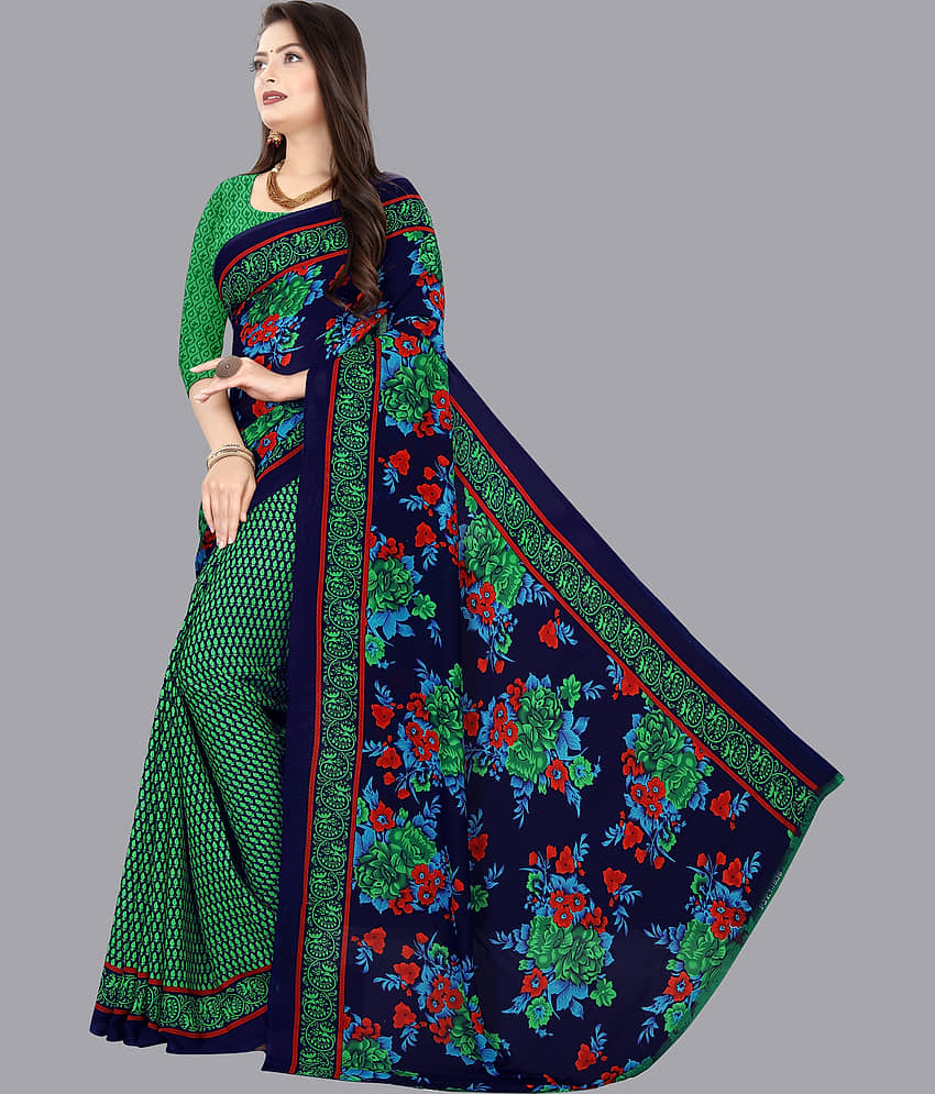 ANAND SAREES Georgette Printed Saree With Unstitched Blouse Piece ( Green ) view 2