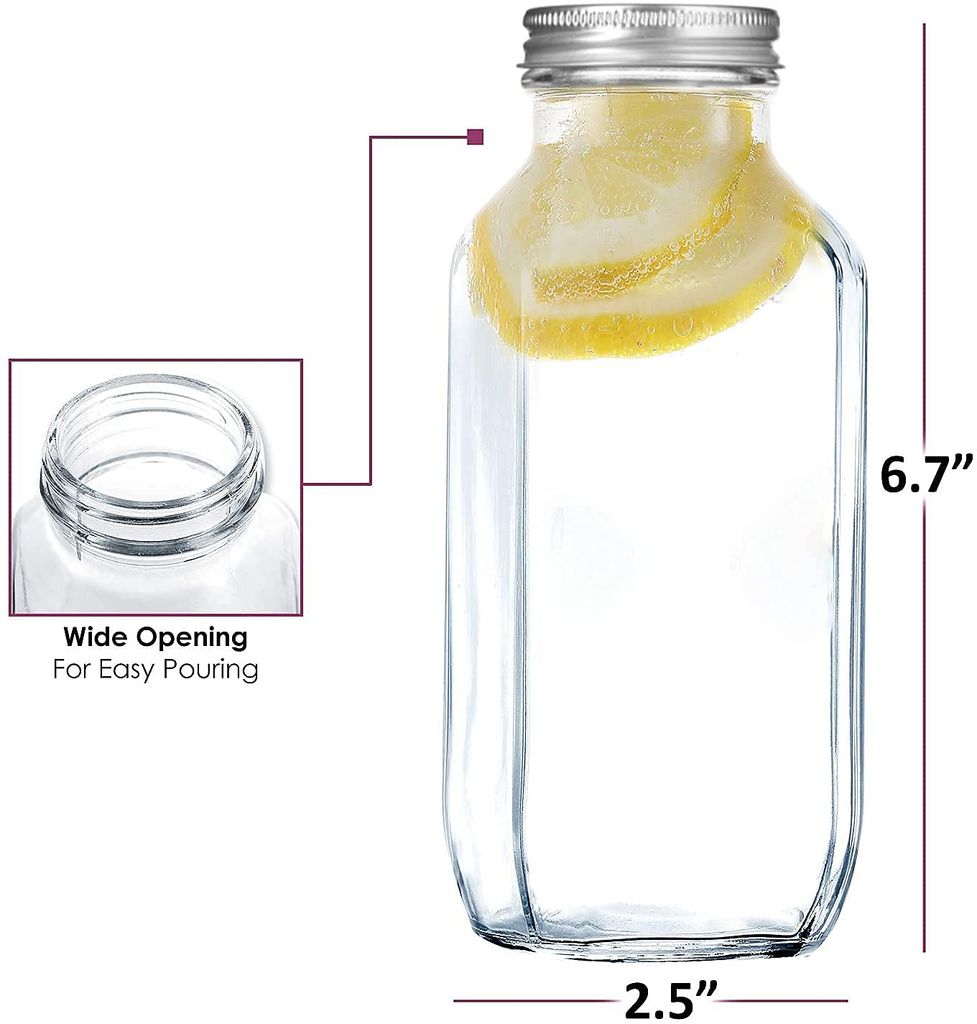 Square glass bottle with Leak-Proof Airtight Stainless Steel Lid 500 ML Drinking Fridge Bottle for Milk, Water, Smoothie, Juice Perfect for Home, Travel, Gym [ PACK OF 2] view 2