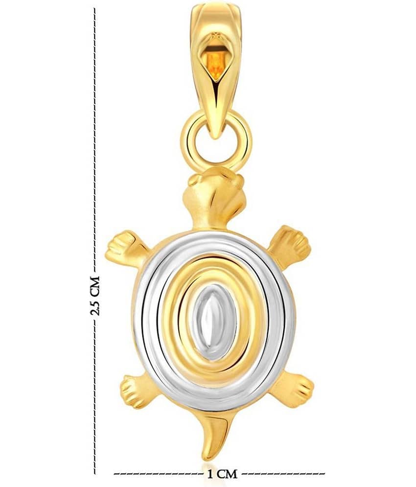 Vighnaharta Praying Turtle Gold and Rhodium Plated Pendant For Men view 2